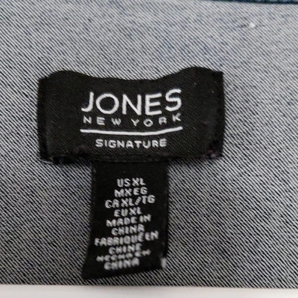 Jones New York Indigo Jean Jacket with Gold Buttons